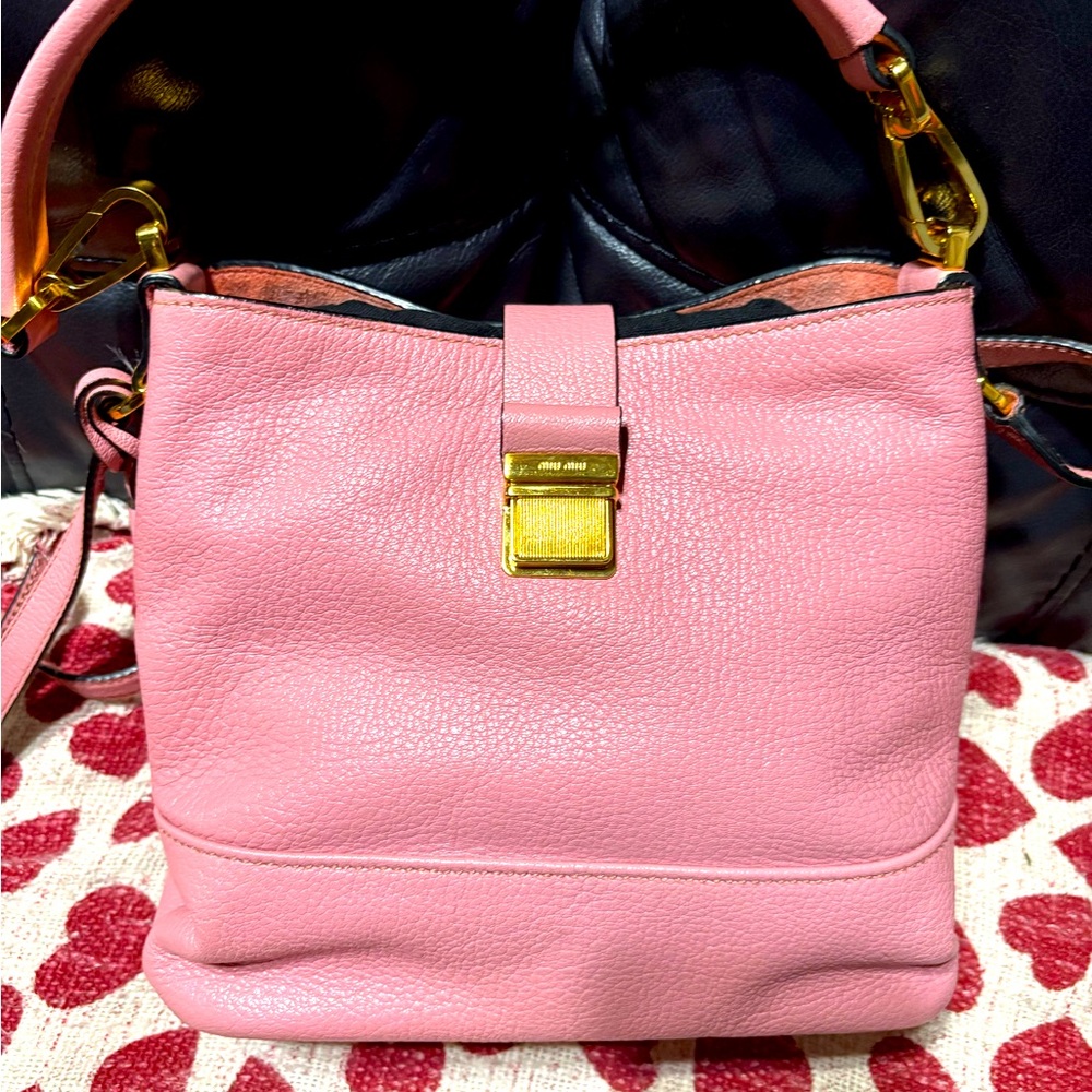 Pink Leather Shoulder Bag with free MiuMiu wallet!